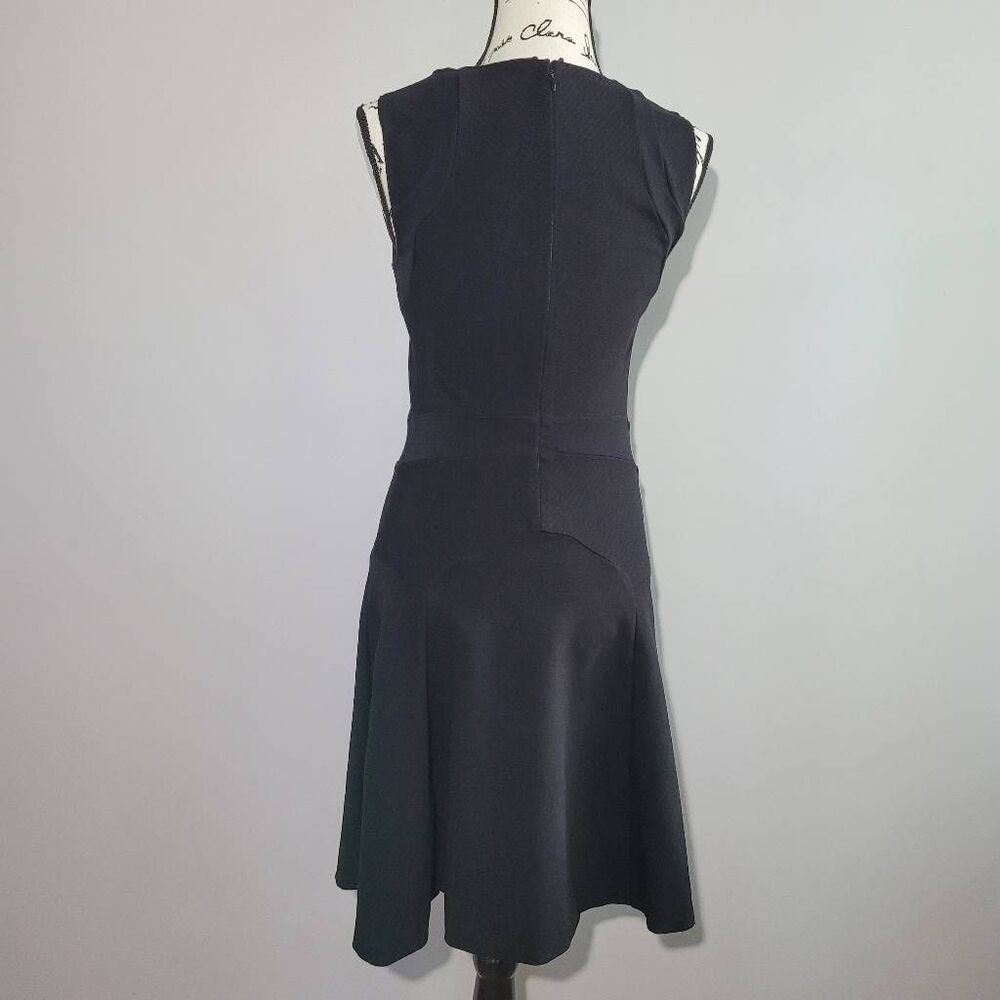Diane Von Furstenberg black knee length‎ dress structured geometric futuristic - Picture 3 of 15